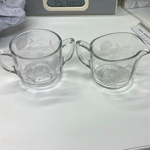 Rose etched sugar and creamer set
